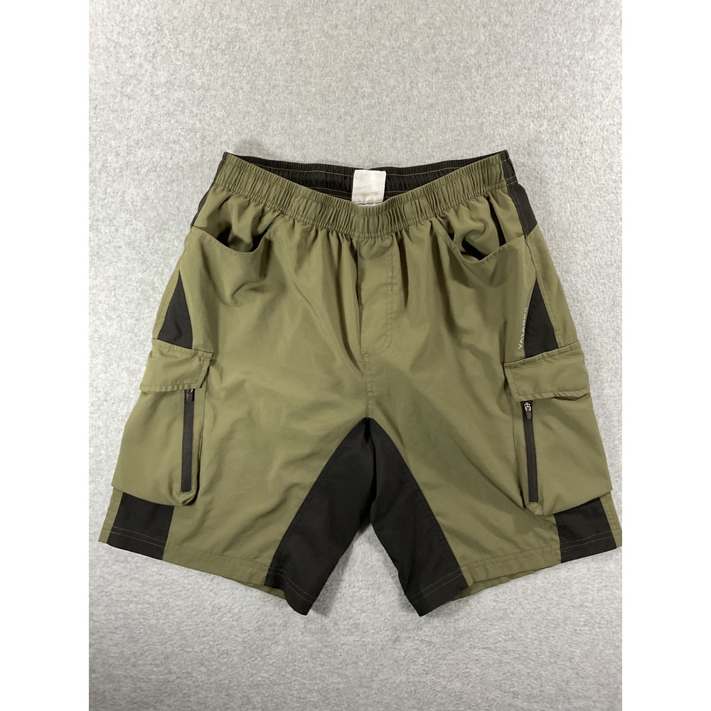 Vayager Mens Padded Mountain Bike Shorts Green Black Cargo Pockets Size L 985